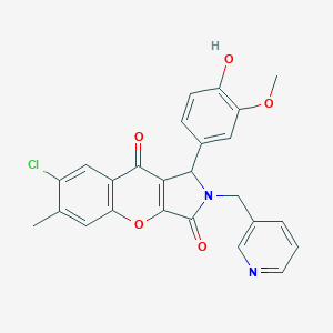 molecular formula C25H19ClN2O5 B254511 7-Chloro-1-(4-hydroxy-3-methoxyphenyl)-6-methyl-2-(3-pyridinylmethyl)-1,2-dihydrochromeno[2,3-c]pyrrole-3,9-dione 