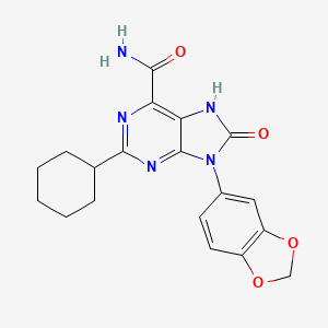 molecular formula C19H19N5O4 B2545113 9-(1,3-benzodioxol-5-yl)-2-cyclohexyl-8-oxo-7H-purine-6-carboxamide CAS No. 898447-26-2