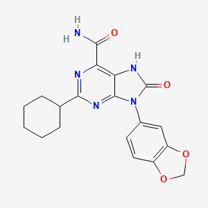 molecular formula C19H19N5O4 B2545113 9-(2H-1,3-benzodioxol-5-yl)-2-cyclohexyl-8-oxo-8,9-dihydro-7H-purine-6-carboxamide CAS No. 898447-26-2