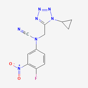 molecular formula C12H10FN7O2 B2545125 N-cyano-N-[(1-cyclopropyl-1H-1,2,3,4-tetrazol-5-yl)methyl]-4-fluoro-3-nitroaniline CAS No. 1445223-36-8