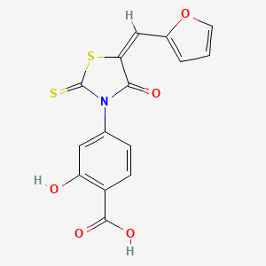 (E)-4-(5-(furan-2-ylmethylene)-4-oxo-2-thioxothiazolidin-3-yl)-2-hydroxybenzoic acid