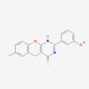 molecular formula C18H14N2O2S B2545148 2-(3-hydroxyphenyl)-7-methyl-3H-chromeno[2,3-d]pyrimidine-4(5H)-thione CAS No. 872209-35-3