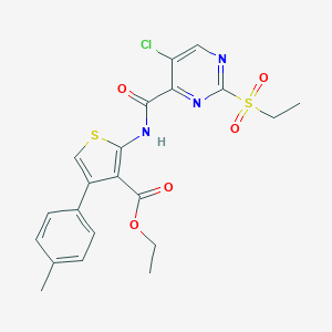 molecular formula C21H20ClN3O5S2 B254516 Ethyl 2-({[5-chloro-2-(ethylsulfonyl)pyrimidin-4-yl]carbonyl}amino)-4-(4-methylphenyl)thiophene-3-carboxylate 