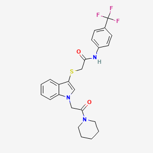 molecular formula C24H24F3N3O2S B2545170 2-{[1-(2-oxo-2-piperidin-1-ylethyl)-1H-indol-3-yl]thio}-N-[4-(trifluoromethyl)phenyl]acetamide CAS No. 878053-14-6