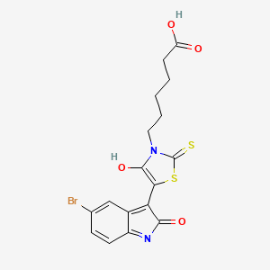 6-[(5Z)-5-(5-bromo-2-oxo-1,2-dihydro-3H-indol-3-ylidene)-4-oxo-2-thioxo-1,3-thiazolidin-3-yl]hexanoic acid