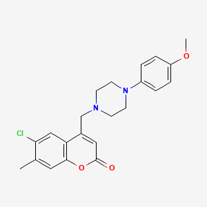 molecular formula C22H23ClN2O3 B2545180 6-chloro-4-((4-(4-methoxyphenyl)piperazin-1-yl)methyl)-7-methyl-2H-chromen-2-one CAS No. 771513-99-6