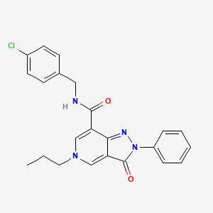 molecular formula C23H21ClN4O2 B2545189 N-(4-chlorobenzyl)-3-oxo-2-phenyl-5-propyl-3,5-dihydro-2H-pyrazolo[4,3-c]pyridine-7-carboxamide CAS No. 923146-30-9