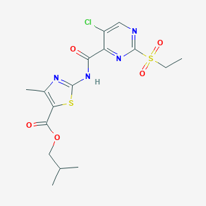 molecular formula C16H19ClN4O5S2 B254520 Isobutyl 2-({[5-chloro-2-(ethylsulfonyl)pyrimidin-4-yl]carbonyl}amino)-4-methyl-1,3-thiazole-5-carboxylate 