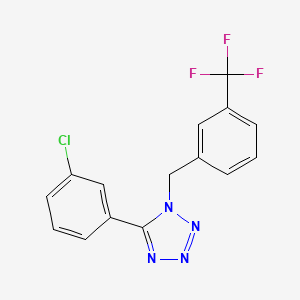 molecular formula C15H10ClF3N4 B2545208 5-(3-Chlorophenyl)-1-(3-(trifluoromethyl)benzyl)-1H-1,2,3,4-tetrazole CAS No. 303144-93-6