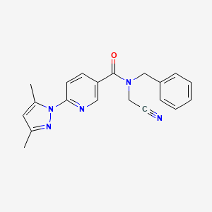 molecular formula C20H19N5O B2545218 N-benzyl-N-(cyanomethyl)-6-(3,5-dimethyl-1H-pyrazol-1-yl)pyridine-3-carboxamide CAS No. 1808835-47-3