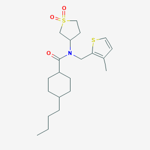 molecular formula C21H33NO3S2 B254522 4-butyl-N-(1,1-dioxidotetrahydrothien-3-yl)-N-[(3-methylthien-2-yl)methyl]cyclohexanecarboxamide 