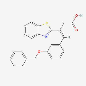 molecular formula C24H19NO3S B2545223 (Z)-3-(1,3-benzothiazol-2-yl)-4-(3-phenylmethoxyphenyl)but-3-enoic acid CAS No. 748786-63-2