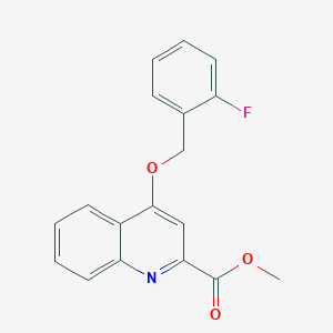 molecular formula C18H14FNO3 B2545225 Methyl 4-((2-fluorobenzyl)oxy)quinoline-2-carboxylate CAS No. 1358328-72-9