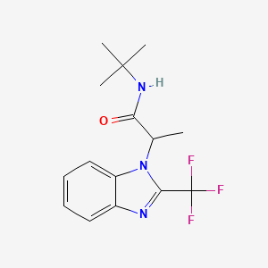 molecular formula C15H18F3N3O B2545228 N-(tert-butyl)-2-[2-(trifluoromethyl)-1H-1,3-benzimidazol-1-yl]propanamide CAS No. 478080-05-6