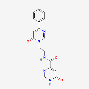 molecular formula C17H15N5O3 B2545235 6-hydroxy-N-(2-(6-oxo-4-phenylpyrimidin-1(6H)-yl)ethyl)pyrimidine-4-carboxamide CAS No. 2034578-77-1
