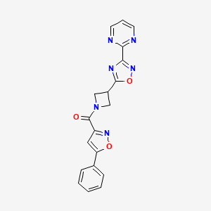 molecular formula C19H14N6O3 B2545266 (5-Phenylisoxazol-3-yl)(3-(3-(pyrimidin-2-yl)-1,2,4-oxadiazol-5-yl)azetidin-1-yl)methanone CAS No. 1327574-55-9