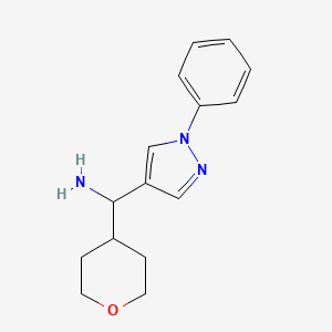 molecular formula C15H19N3O B2545269 （氧杂-4-基）（1-苯基-1H-吡唑-4-基）甲胺 CAS No. 1274547-82-8