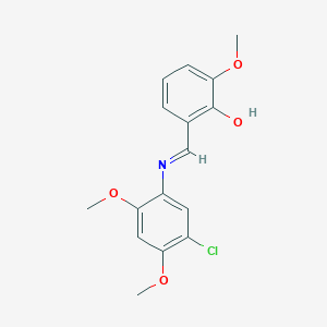 molecular formula C16H16ClNO4 B2545272 2-{(E)-[(5-氯-2,4-二甲氧基苯基)亚氨基]甲基}-6-甲氧基苯酚 CAS No. 196700-34-2