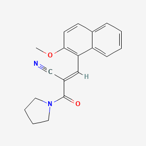 (E)-3-(2-methoxynaphthalen-1-yl)-2-(pyrrolidine-1-carbonyl)prop-2-enenitrile