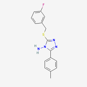 molecular formula C16H15FN4S B2545288 3-[(3-Fluorophenyl)methylsulfanyl]-5-(4-methylphenyl)-1,2,4-triazol-4-amine CAS No. 676581-20-7