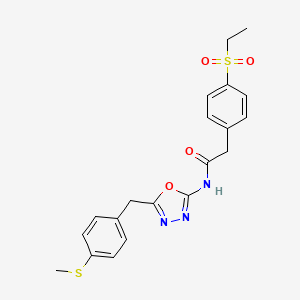 molecular formula C20H21N3O4S2 B2545296 2-(4-(乙基磺酰基)苯基)-N-(5-(4-(甲硫基)苄基)-1,3,4-恶二唑-2-基)乙酰胺 CAS No. 1170205-65-8