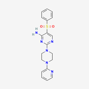 molecular formula C19H20N6O2S B2545297 5-(Phenylsulfonyl)-2-(4-(pyridin-2-yl)piperazin-1-yl)pyrimidin-4-amine CAS No. 1112306-35-0