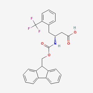 molecular formula C26H22F3NO4 B2545306 (R)-3-((((9H-fluoren-9-yl)methoxy)carbonyl)amino)-4-(2-(trifluoromethyl)phenyl)butanoic acid CAS No. 269726-72-9