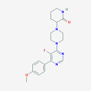 molecular formula C20H24FN5O2 B2545328 3-[4-[5-Fluoro-6-(4-methoxyphenyl)pyrimidin-4-yl]piperazin-1-yl]piperidin-2-one CAS No. 2379950-70-4