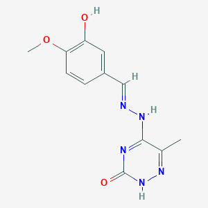 5-[(2E)-2-[(3-hydroxy-4-methoxyphenyl)methylidene]hydrazinyl]-6-methyl-2H-1,2,4-triazin-3-one