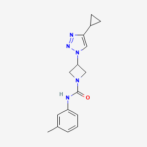 molecular formula C16H19N5O B2545331 3-(4-环丙基-1H-1,2,3-三唑-1-基)-N-(间甲苯基)氮杂环丁烷-1-甲酰胺 CAS No. 2200320-26-7