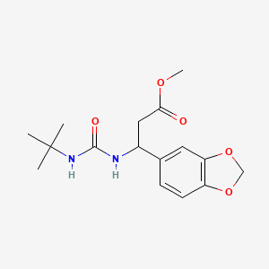 molecular formula C16H22N2O5 B2545348 3-(1,3-苯并二氧杂环-5-基)-3-{[(叔丁基氨基)羰基]氨基}丙酸甲酯 CAS No. 866144-46-9