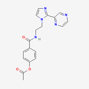 4-((2-(2-(pyrazin-2-yl)-1H-imidazol-1-yl)ethyl)carbamoyl)phenyl acetate