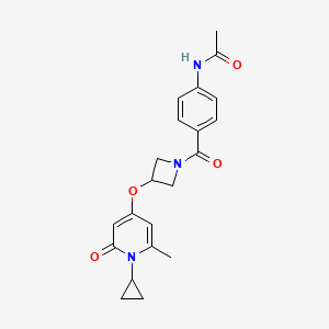 N-(4-(3-((1-cyclopropyl-6-methyl-2-oxo-1,2-dihydropyridin-4-yl)oxy)azetidine-1-carbonyl)phenyl)acetamide