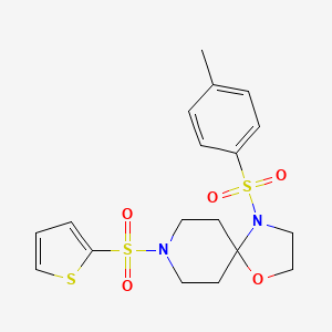 molecular formula C18H22N2O5S3 B2545371 8-(Thiophen-2-ylsulfonyl)-4-tosyl-1-oxa-4,8-diazaspiro[4.5]decane CAS No. 906155-10-0