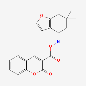 molecular formula C20H17NO5 B2545387 (Z)-3-((((6,6-dimethyl-6,7-dihydrobenzofuran-4(5H)-ylidene)amino)oxy)carbonyl)-2H-chromen-2-one CAS No. 851109-54-1