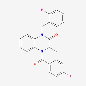 molecular formula C23H18F2N2O2 B2545408 4-(4-fluorobenzoyl)-1-(2-fluorobenzyl)-3-methyl-3,4-dihydro-2(1H)-quinoxalinone CAS No. 317833-43-5