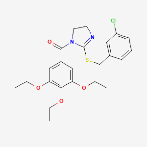 molecular formula C23H27ClN2O4S B2545411 [2-[(3-Chlorophenyl)methylsulfanyl]-4,5-dihydroimidazol-1-yl]-(3,4,5-triethoxyphenyl)methanone CAS No. 851808-20-3