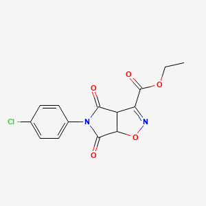 molecular formula C14H11ClN2O5 B2545421 ethyl 5-(4-chlorophenyl)-4,6-dioxo-4,5,6,6a-tetrahydro-3aH-pyrrolo[3,4-d]isoxazole-3-carboxylate CAS No. 338792-98-6