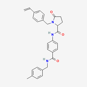 molecular formula C29H29N3O3 B2545423 N-(4-{[(4-methylbenzyl)amino]carbonyl}phenyl)-5-oxo-1-(4-vinylbenzyl)prolinamide CAS No. 1922855-81-9