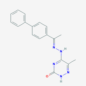 molecular formula C18H17N5O B254544 5-{(2E)-2-[1-(biphenyl-4-yl)ethylidene]hydrazinyl}-6-methyl-1,2,4-triazin-3(2H)-one 
