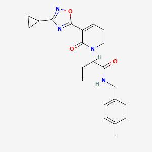 molecular formula C22H24N4O3 B2545440 2-[3-(3-环丙基-1,2,4-恶二唑-5-基)-2-氧代吡啶-1(2H)-基]-N-(4-甲基苄基)丁酰胺 CAS No. 1396583-53-1