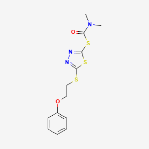 molecular formula C13H15N3O2S3 B2545443 S-{5-[(2-phenoxyethyl)sulfanyl]-1,3,4-thiadiazol-2-yl} N,N-dimethylcarbamothioate CAS No. 477856-14-7