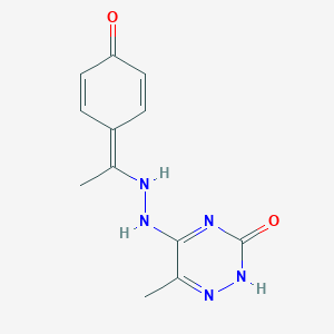 molecular formula C12H13N5O2 B254545 6-methyl-5-[2-[1-(4-oxocyclohexa-2,5-dien-1-ylidene)ethyl]hydrazinyl]-2H-1,2,4-triazin-3-one 