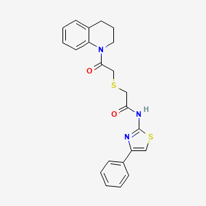 molecular formula C22H21N3O2S2 B2545451 2-((2-(3,4-二氢喹啉-1(2H)-基)-2-氧代乙基)硫代)-N-(4-苯并噻唑-2-基)乙酰胺 CAS No. 681222-22-0