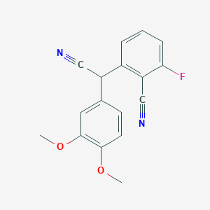 molecular formula C17H13FN2O2 B2545452 2-[Cyano(3,4-dimethoxyphenyl)methyl]-6-fluorobenzenecarbonitrile CAS No. 339012-94-1