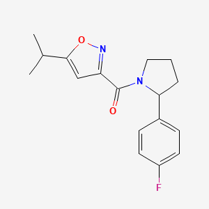 molecular formula C17H19FN2O2 B2545455 3-{[2-(4-Fluorophenyl)pyrrolidin-1-yl]carbonyl}-5-isopropylisoxazole CAS No. 1031586-01-2