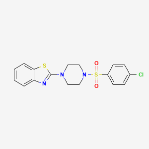 molecular formula C17H16ClN3O2S2 B2545458 2-{4-[(4-Chlorophenyl)sulfonyl]piperazino}-1,3-benzothiazole CAS No. 460994-82-5
