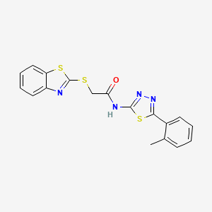 molecular formula C18H14N4OS3 B2545460 2-(benzo[d]thiazol-2-ylthio)-N-(5-(o-tolyl)-1,3,4-thiadiazol-2-yl)acetamide CAS No. 394230-84-3