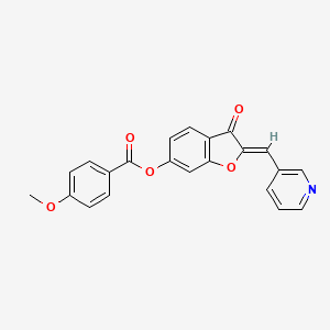 molecular formula C22H15NO5 B2545470 (Z)-3-oxo-2-(pyridin-3-ylmethylene)-2,3-dihydrobenzofuran-6-yl 4-methoxybenzoate CAS No. 622364-19-6