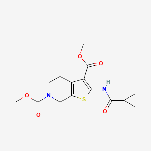 molecular formula C15H18N2O5S B2545488 dimethyl 2-(cyclopropanecarboxamido)-4,5-dihydrothieno[2,3-c]pyridine-3,6(7H)-dicarboxylate CAS No. 886940-43-8